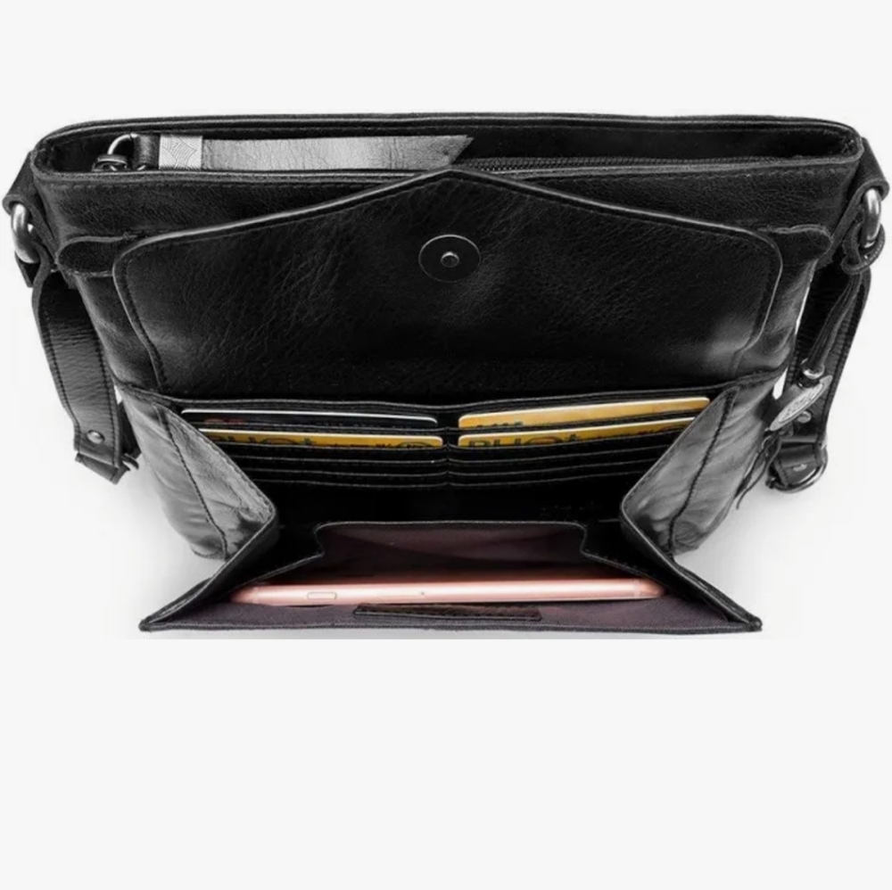 The Sak Ventura Flap Leather Organizer Crossbody Black Mandala Hang Tag - Picture 6 of 14